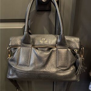 kate spade Black Pebbled Leather Satchel with Tassel